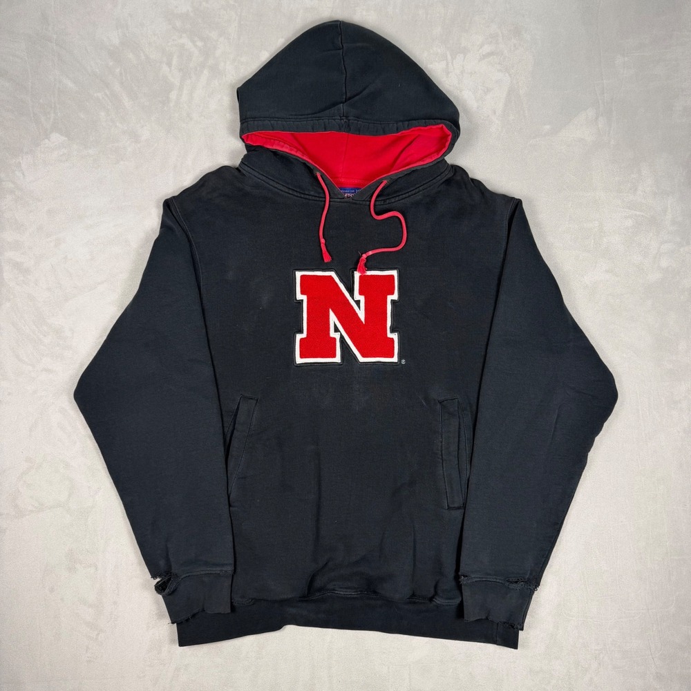 Y2K Mens Champs Sports Nebraska Cornhuskers Distressed Hoodie Medium